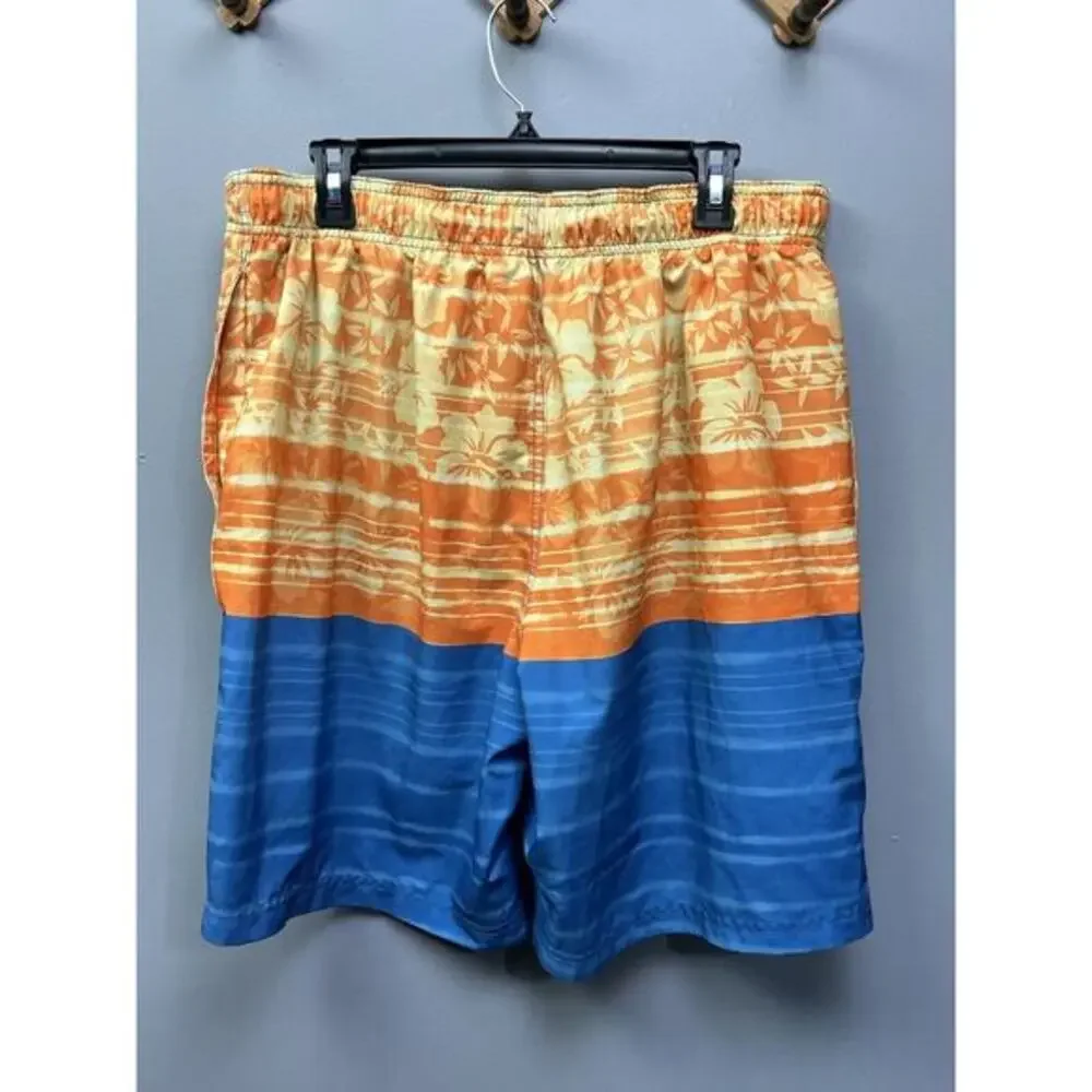 Speedo Swim Trunks‎ Mens XL Board Shorts Floral Orange/Blue 36 Waist Lined